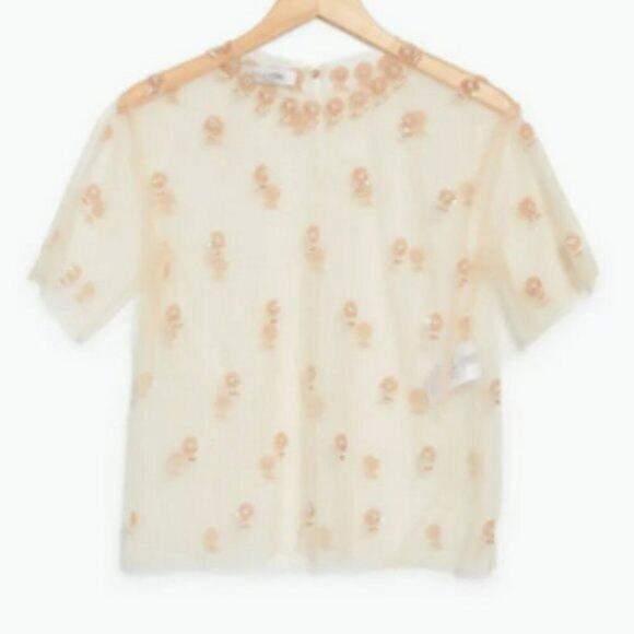 Valentino Ricamato Embellished Blouse champaign colored size 6 - Picture 1 of 9